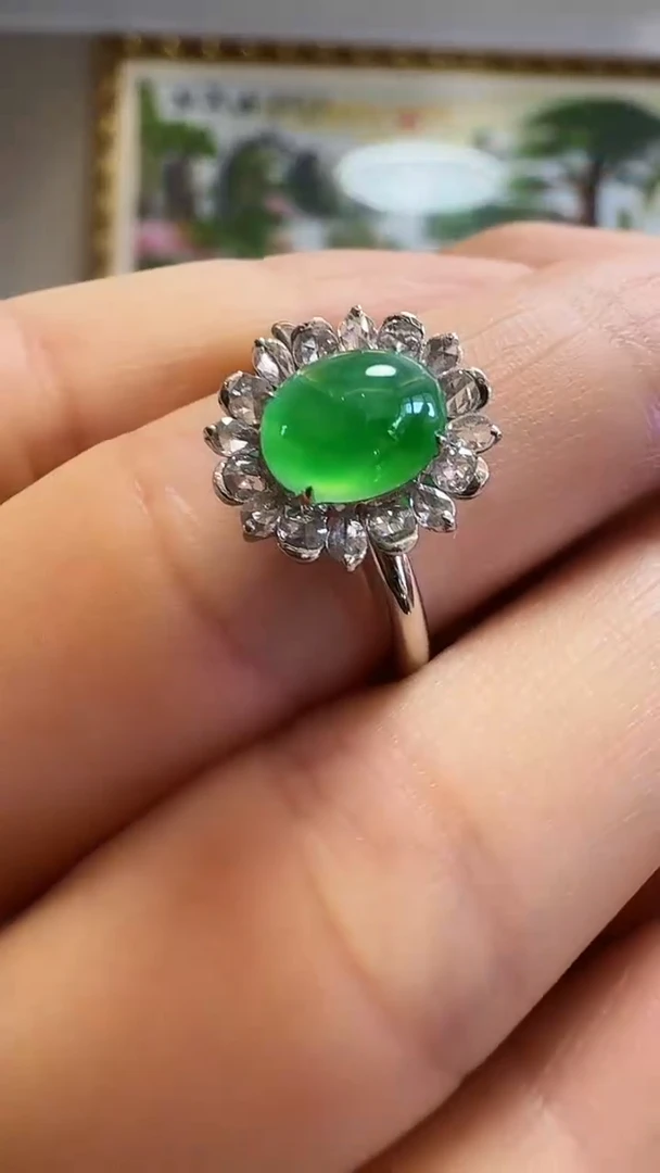 【闪购商品】翡翠戒指18K金镶嵌戒指