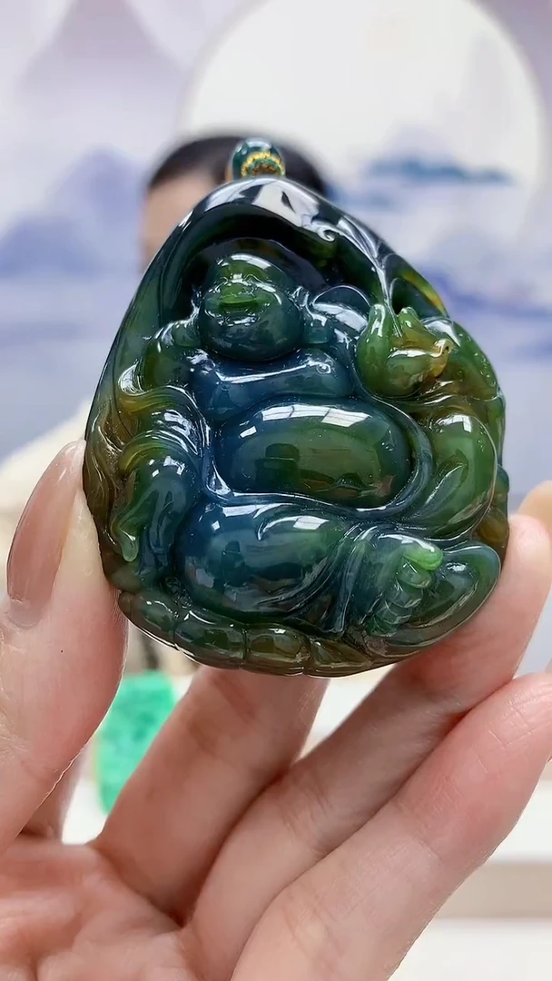 未镶嵌定制翡翠海****ʸ4852MM-毛货挂件