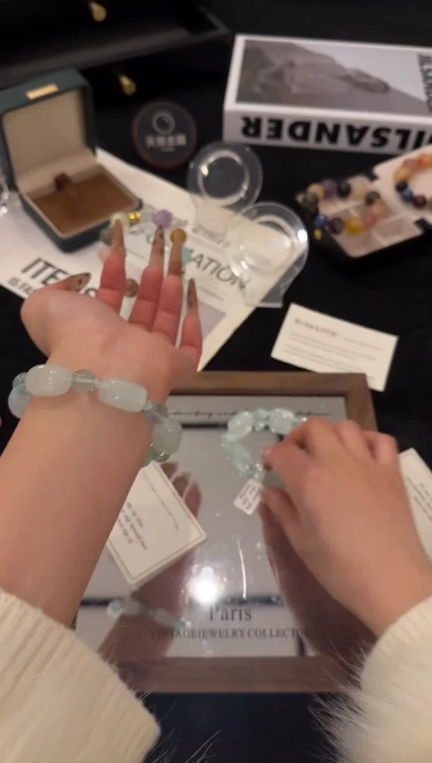 合金手链水晶绿萤石x3345