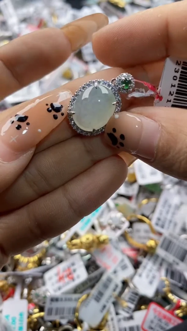 翡翠戒指银S925镶嵌77777   6