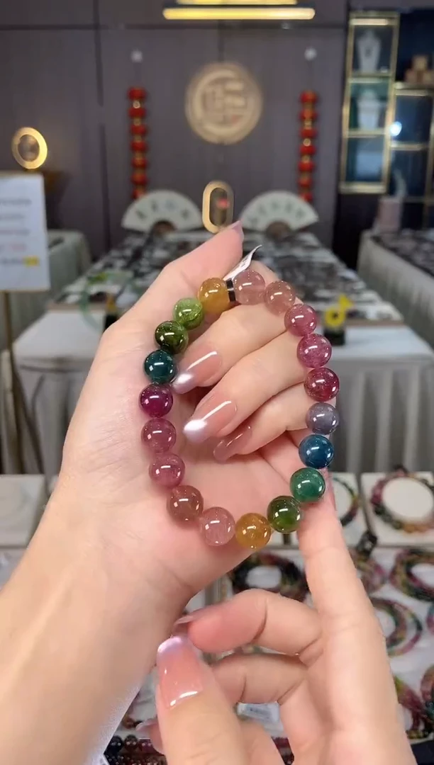 未镶嵌老矿碧玺彩虹单圈手串10mm+碧玺多样性发一条hon