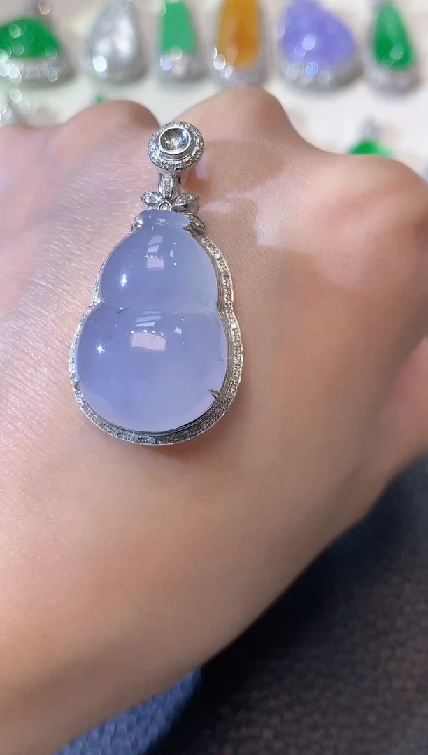 【闪购商品】翡翠吊坠(不含链)18K金镶嵌A53紫货有一定色差