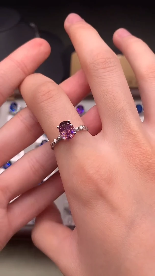 银S925镶嵌戒指双色碧玺·····