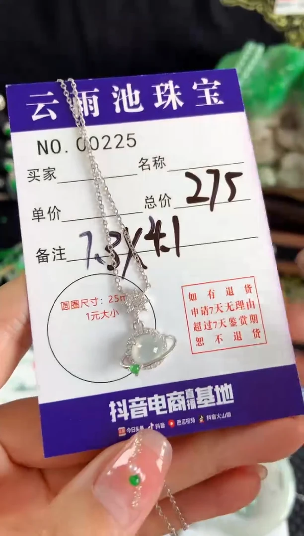 【闪购商品】翡翠颈饰银S925镶嵌翡翠