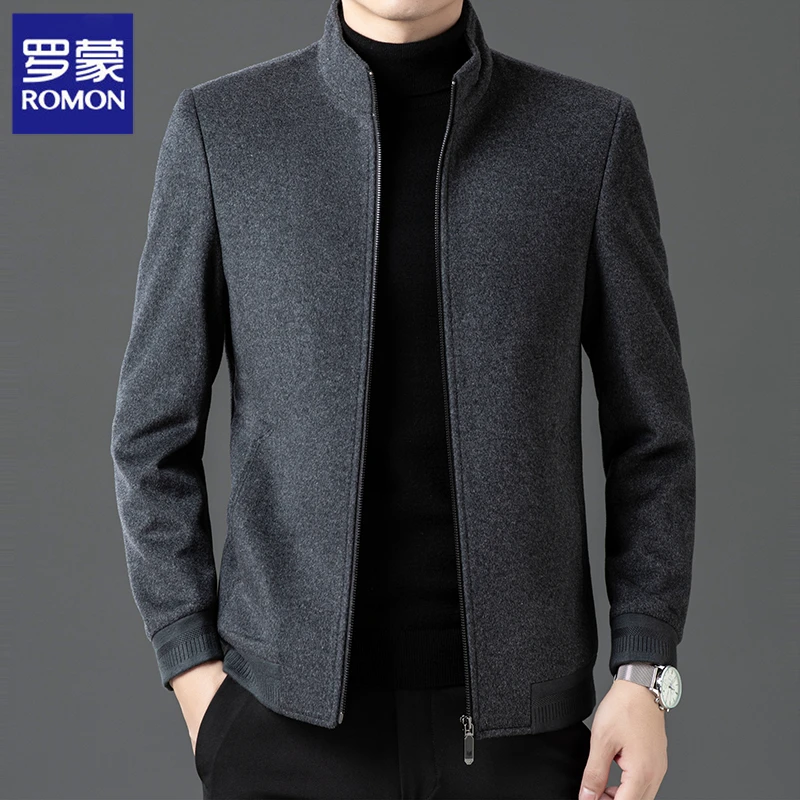 Romon/罗蒙夹克春秋男士爆款保暖短款外套夹克外套新款入秋灰色