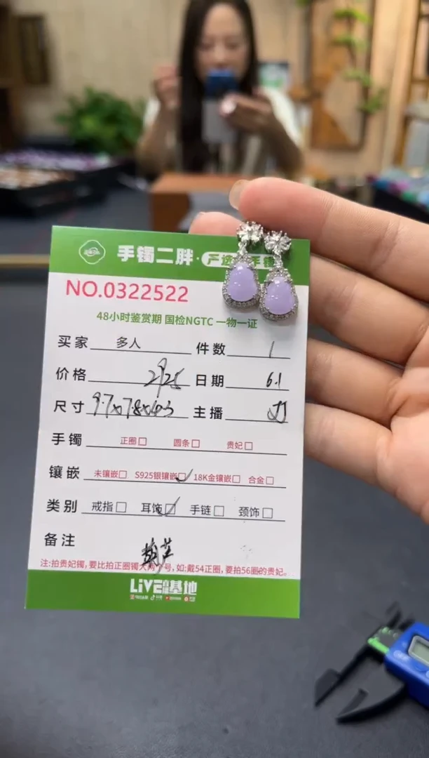 翡翠银S925镶嵌耳饰多人