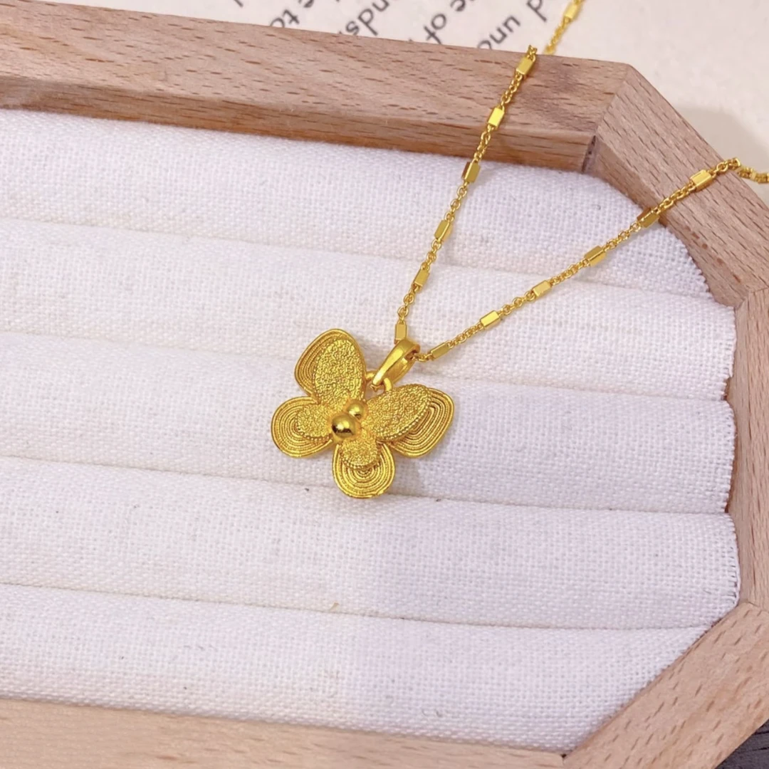 铜合金吊坠 【星光链送蝴蝶吊坠】新中式双层葫芦蝴蝶项链锁骨链女