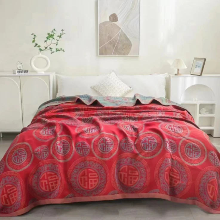 多功能精梳盖毯床盖---万福安康200*230