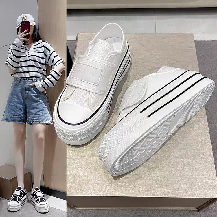888-5 夏季新款厚底魔术贴小白鞋两穿一脚蹬休闲板鞋