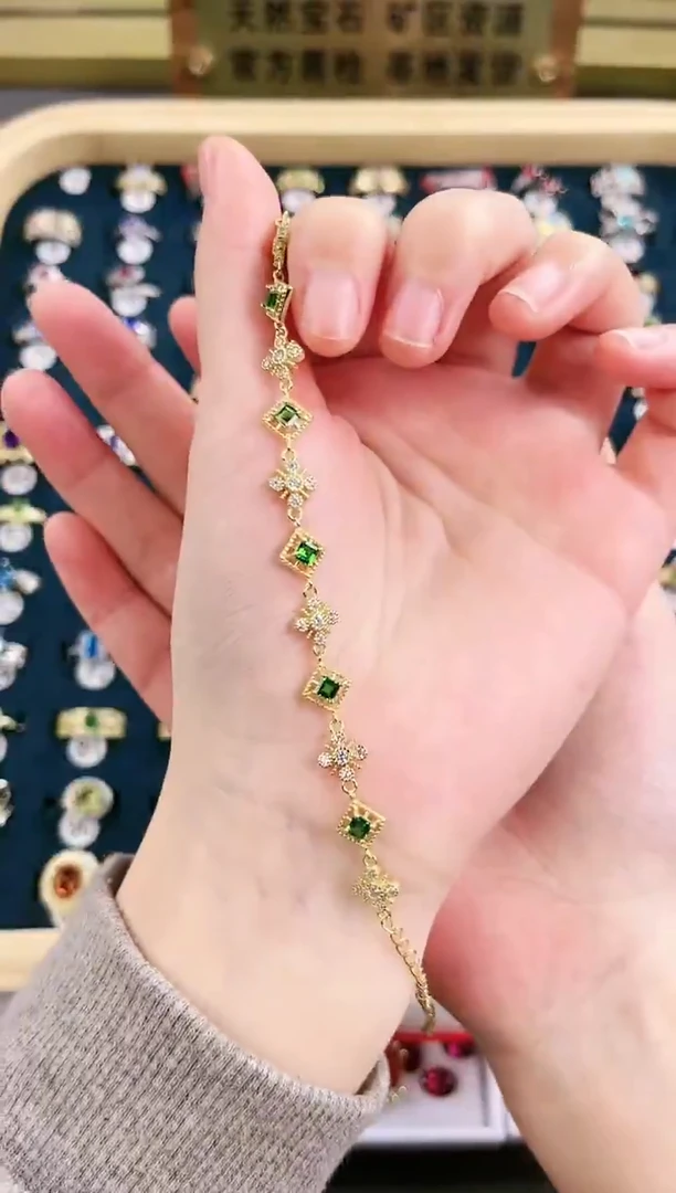 银S925镶嵌透辉石手链ui02