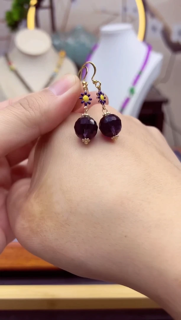 【闪购商品】紫晶耳饰14K金镶嵌e221`````