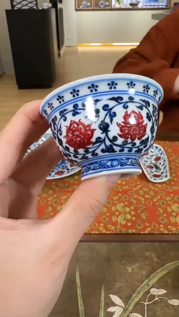 【闪购商品】杯永明尚玩红花心内绘小压手杯