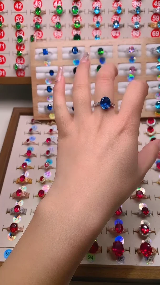 戒指蓝宝石银S925镶嵌矢车菊 9*11 银