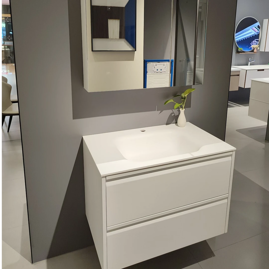 不锈钢浴室柜岩板热弯一体盆防水卫生间不锈钢浴室柜陶瓷一体盆