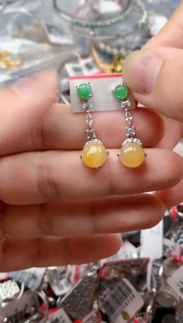 银S925镶嵌戒指翡翠天然A货缅甸翡翠