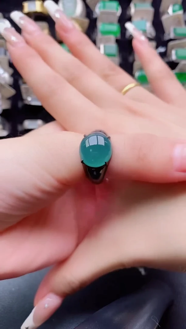 翡翠银S925镶嵌戒指21212