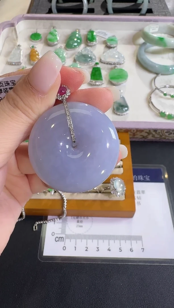 吊坠(不含链)18K金镶嵌翡翠【源头工厂】钻石镶嵌