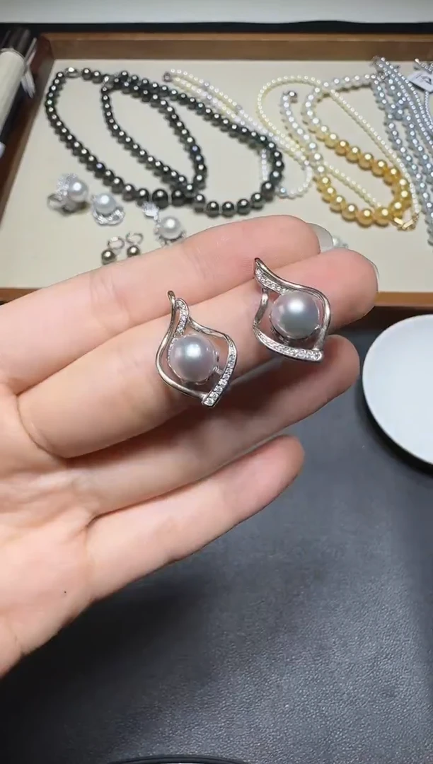 银S925镶嵌耳饰海水珍珠X1126-1227-258