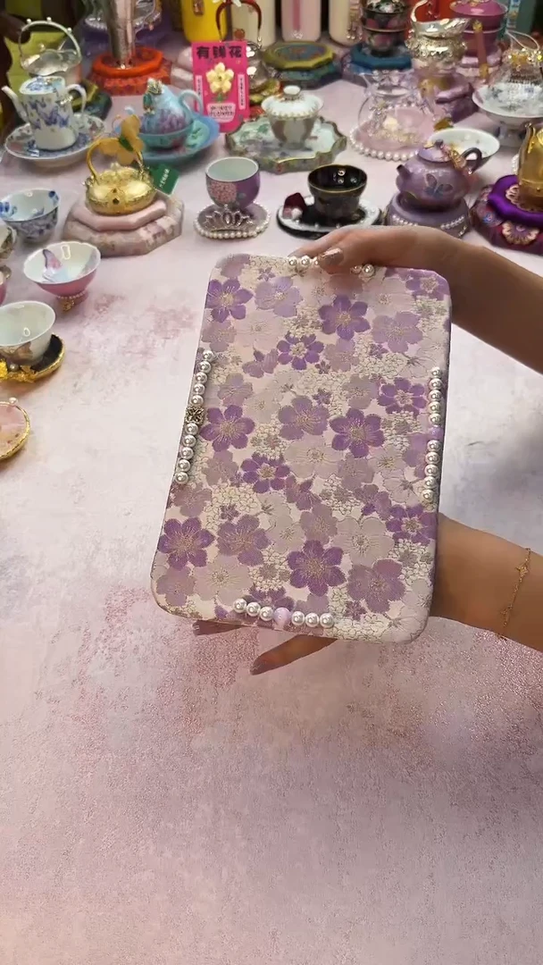 68粉紫樱花钉珠茶席