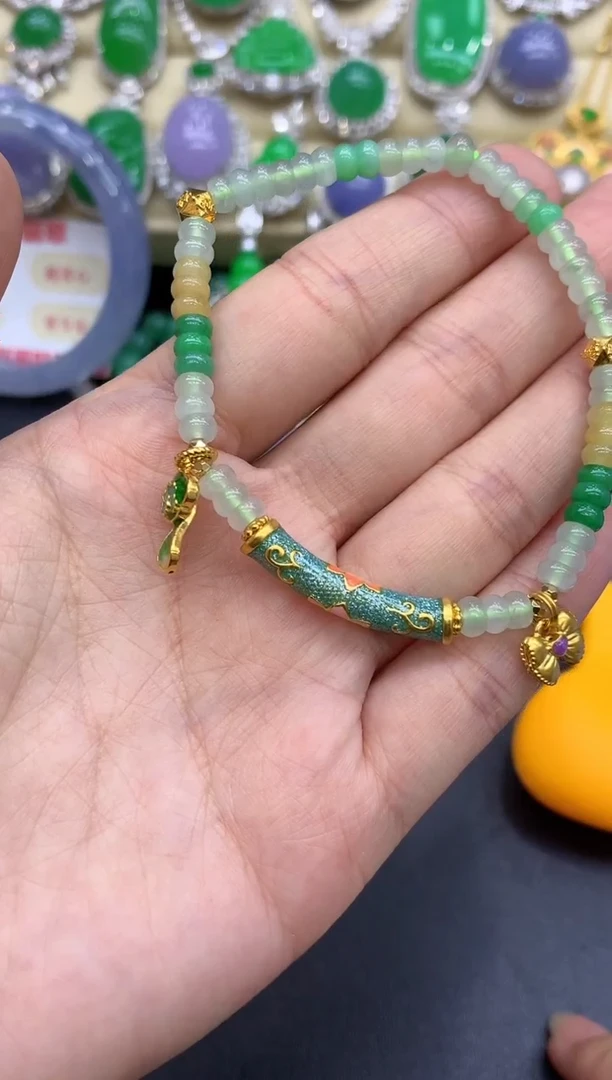 足金镶嵌手链翡翠396-中国好珍宝