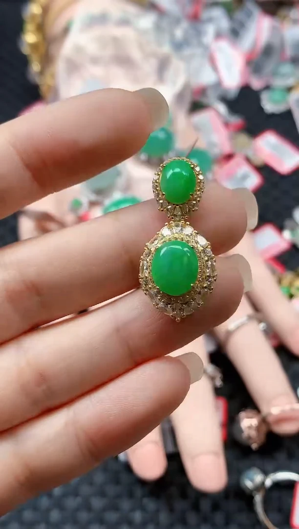 银S925镶嵌戒指翡翠天然A货缅甸翡翠