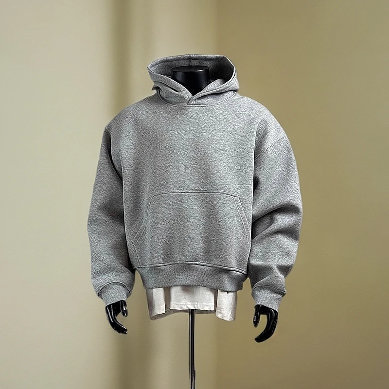 重磅短款卫衣男春秋季连帽衫廓形上衣
