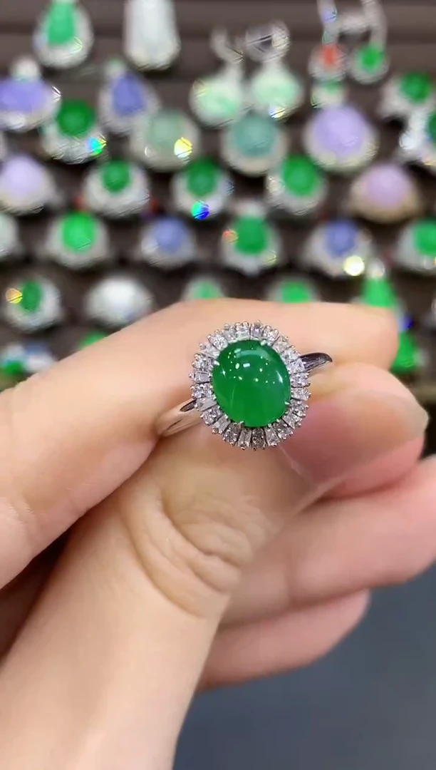 翡翠戒指18K金镶嵌C90