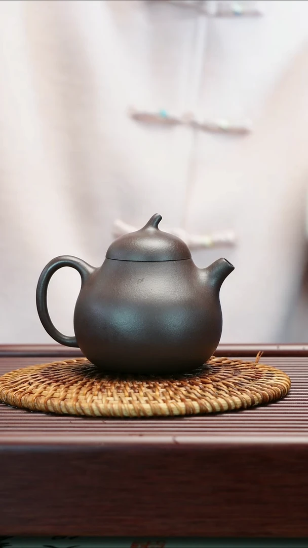 茶壶紫砂原矿紫泥 茄瓜壶  210cc