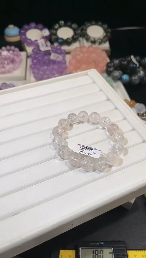 水晶手链未镶嵌多样性发一Q21迷雾玫瑰14mm