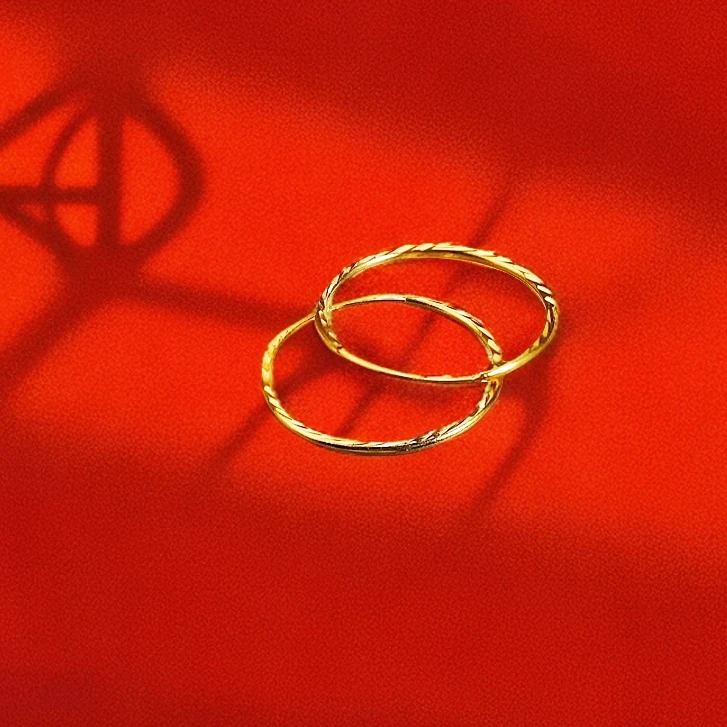 【诗诗专属】18k金百搭16mm万能耳圈一对 万能百搭吊坠都可变耳坠