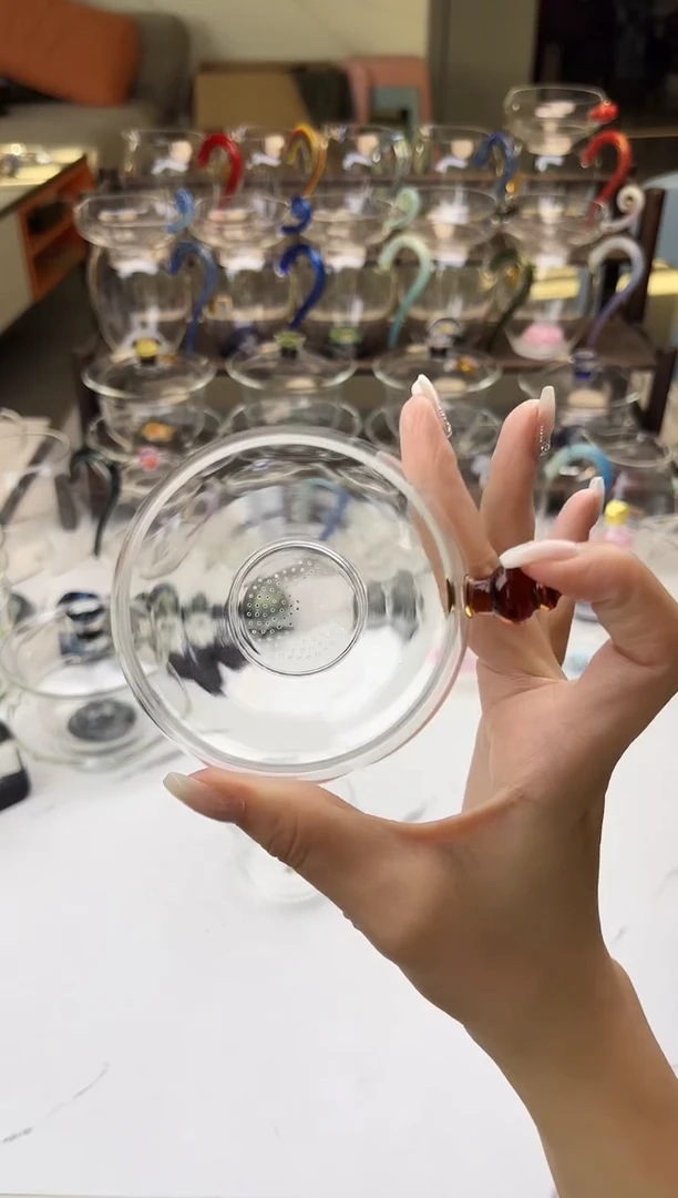 手工艺品玻璃禾器奉珠茶漏琥珀色普通盒