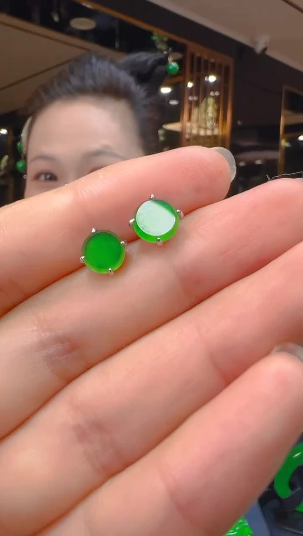 翡翠银S925镶嵌耳饰061（多样性发其一）