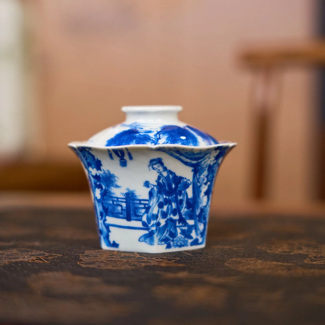 朗谷窑 · 四大美女盖碗景德镇陶瓷纯手工手绘