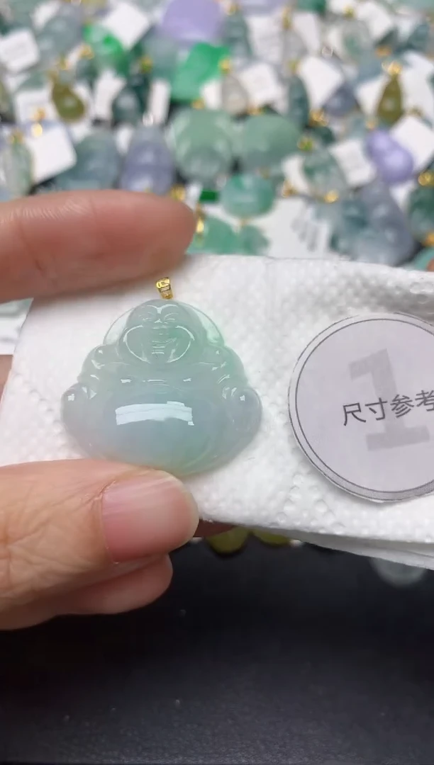 颈饰18K金镶嵌翡翠天然缅甸A货翡翠