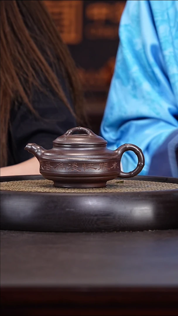 潘春芳26-05紫泥柴烧双线竹鼓300c