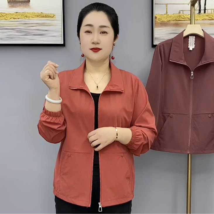 早秋新款时尚洋气百搭显瘦宽松气质妈妈装单层薄款外套505款