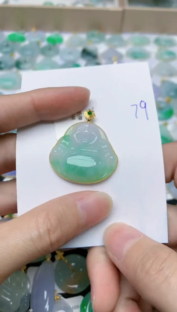 【闪购商品】翡翠颈饰18K金镶嵌79天然翡翠A货 