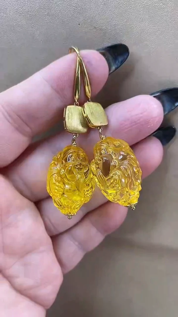 琥珀颈饰未镶嵌耳环