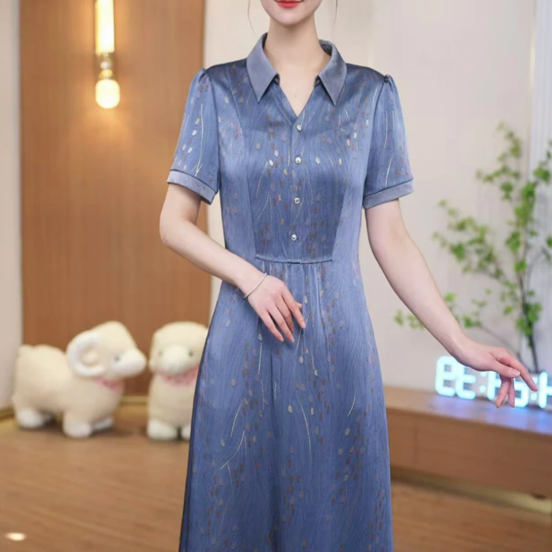 GC【直播专享】桑蚕丝裙子女夏季2025新款连衣裙真丝中式国风显瘦