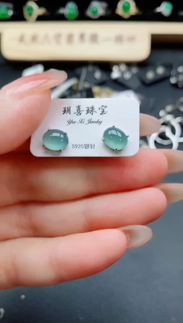 银S925镶嵌戒指翡翠1