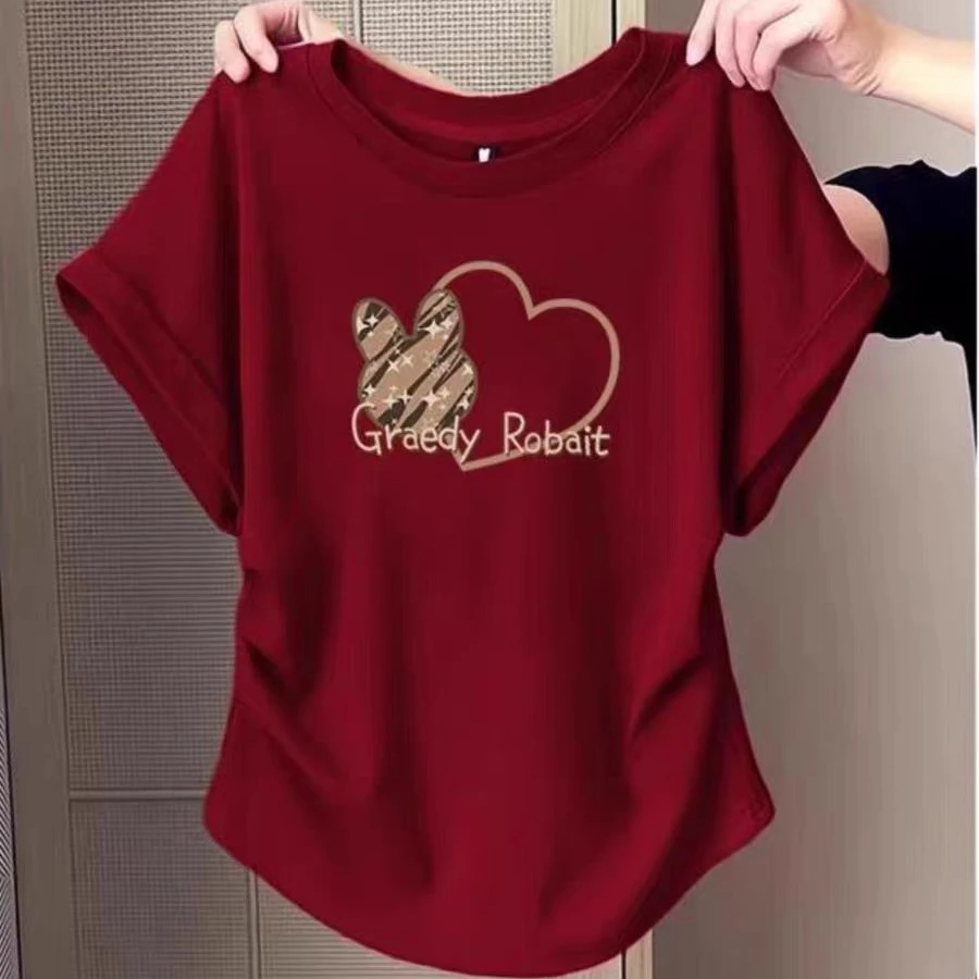 大码胖mm2-300斤夏季小飞袖百搭短袖t恤少女休闲宽松显瘦isn上衣