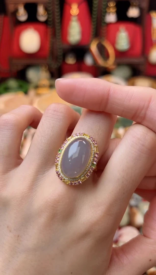 【闪购商品】和田玉戒指18K金镶嵌精品