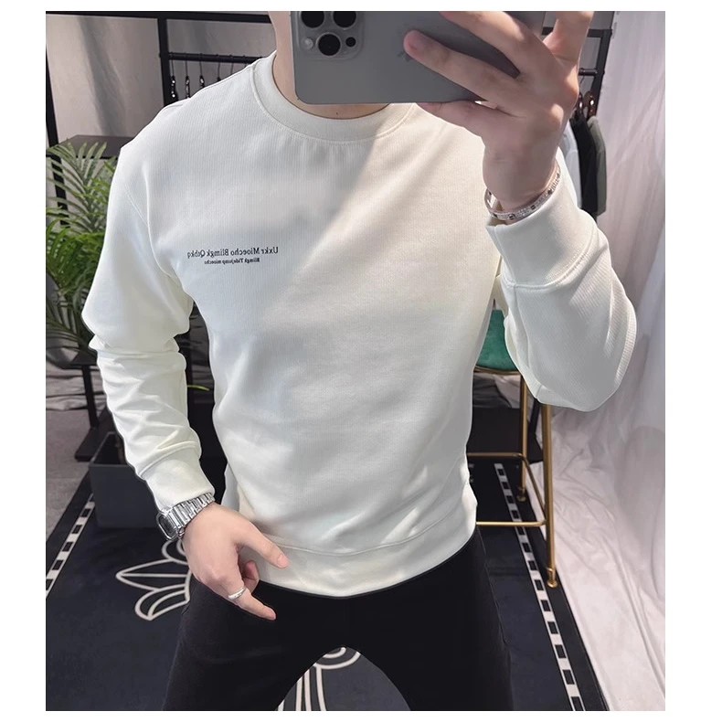 新款卫衣男字母印花休闲百搭长袖春秋季上衣美式简约潮潮流时尚