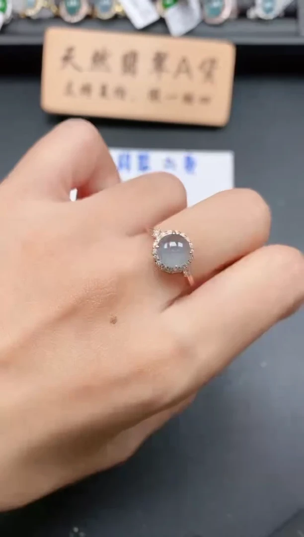 银S925镶嵌戒指翡翠1