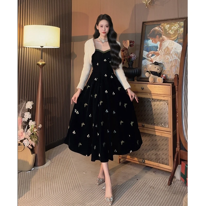 DUODUO【深林之歌】法式气质高级感连衣裙收腰显瘦刺绣长裙2025新款