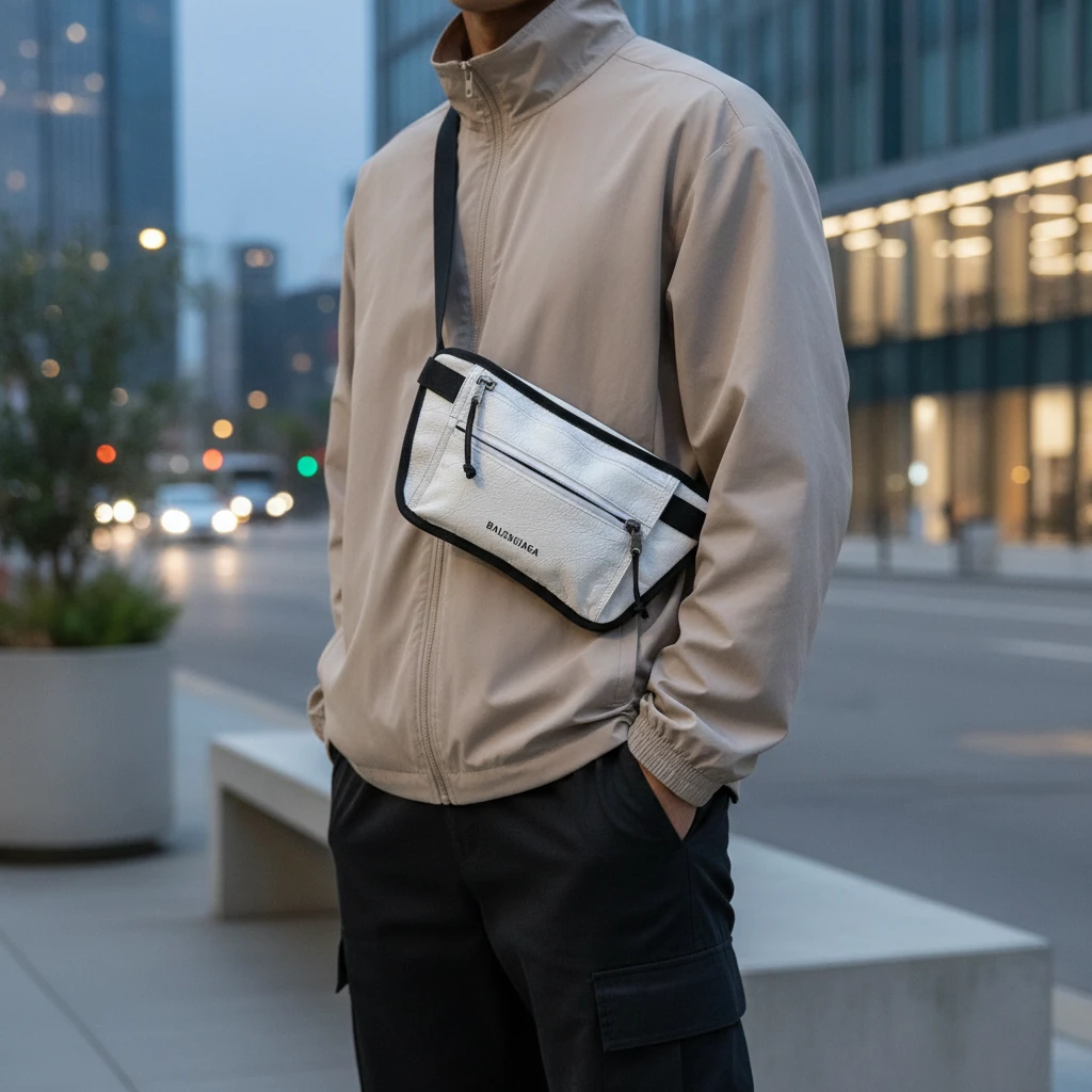 95新 Balenciaga/巴黎世家  白色斜挎包  1852 4579