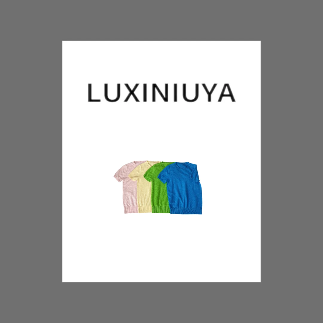 【LUXINIUYA】高端夏日100羊毛圆领款针织绿色上衣CX2738