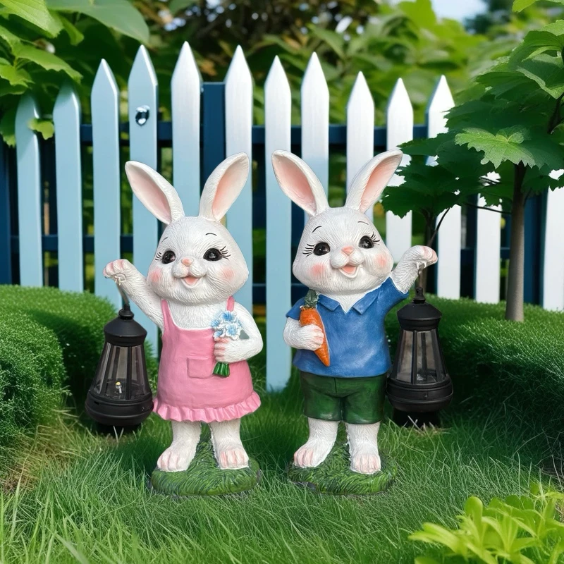 白兔提灯太阳能庭院灯户外花园灯防水草坪灯景观灯动物装饰灯