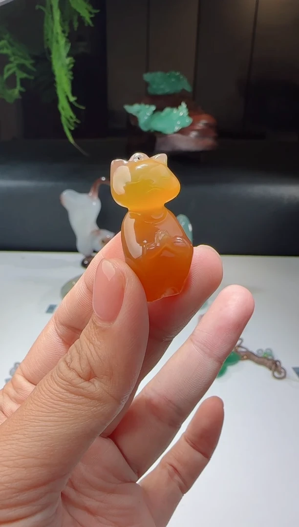 未镶嵌颈饰玛瑙/玉髓洋 禅意猫