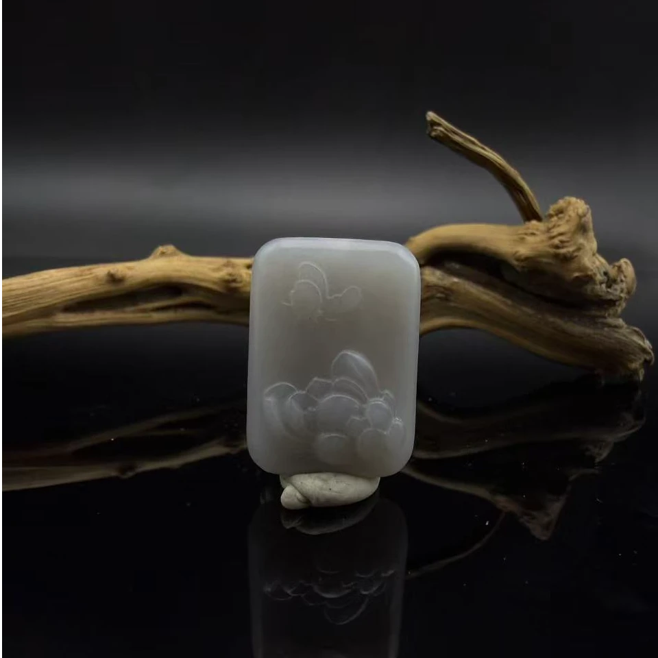 和田玉烟紫蝶恋花吊坠2762